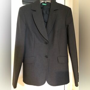 Dark grey, 2 button Benetton blazer, made in Italy